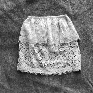 Wilfred white lace strapless top